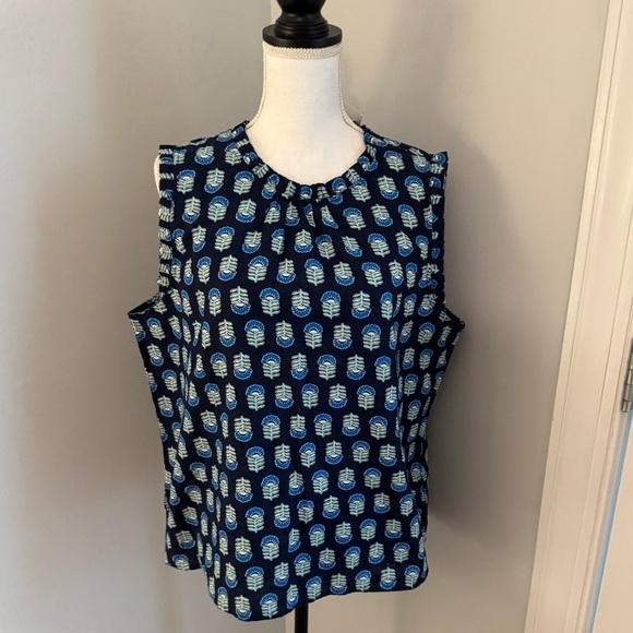 J.Crew linen cotton blend blue summer top size XL. NEW W/TAG - Picture 1 of 8